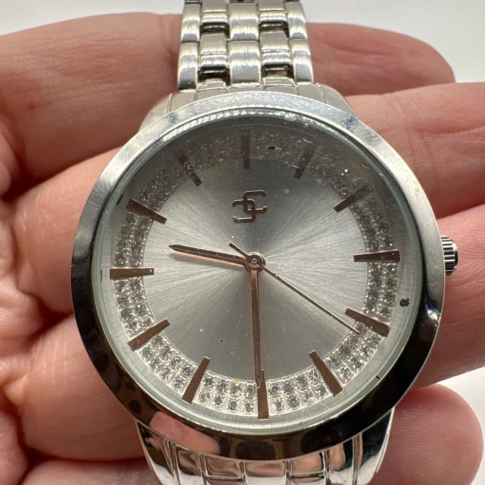 Chicos Silver Tone Crystal Ring Link Bracelet Watch FMDCH205‎ Japan Movt 377